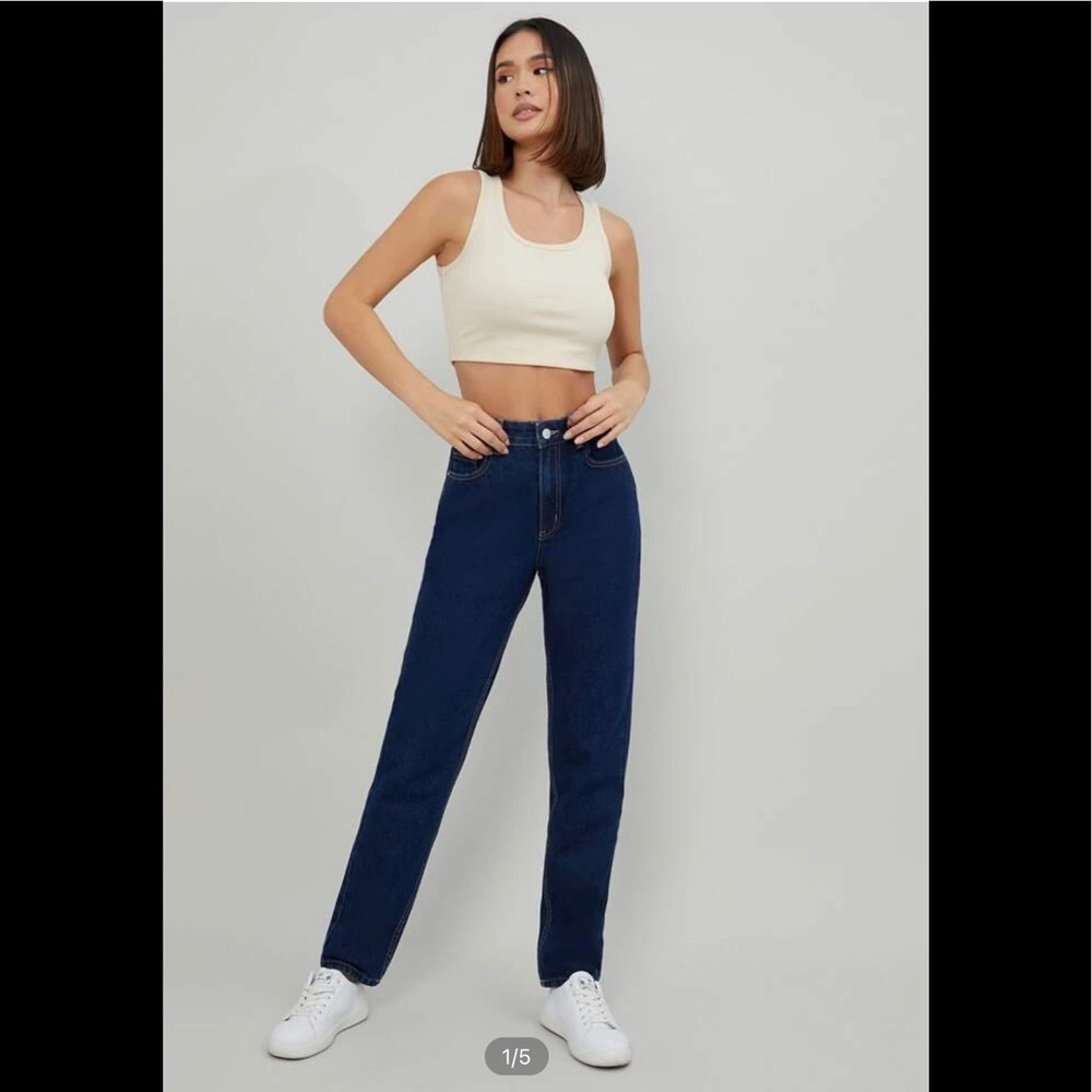 Dark wash straight leg jeans